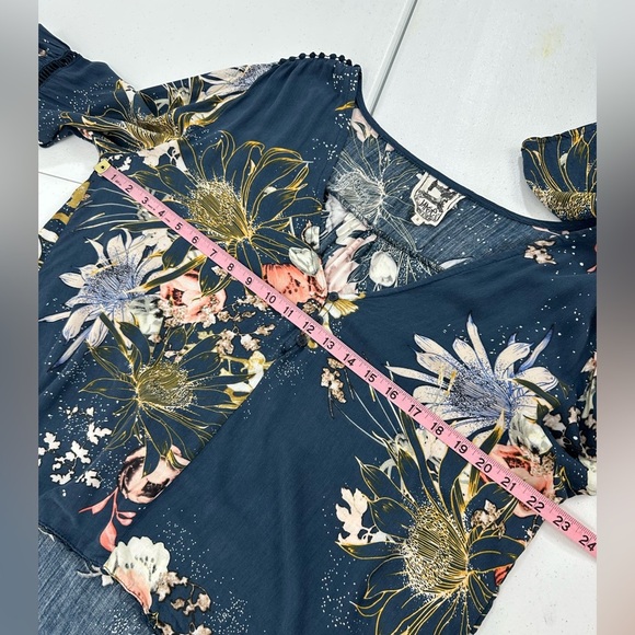 Jaase Floral Bell Sleeve Boho Blouse Tunic Festival Romantic Vibe Poet Top Small - Picture 5 of 14